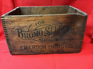 Antique /Vintage Bromo - Seltzer Wood Crate 1890 ' s - 1920 ' s Rare ? 2