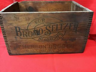 Antique /Vintage Bromo - Seltzer Wood Crate 1890 ' s - 1920 ' s Rare ? 7