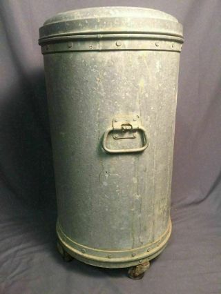 Witt Cornice Galvanized Steel Trash Can On Casters Antique Garbage Pail Made USA 4