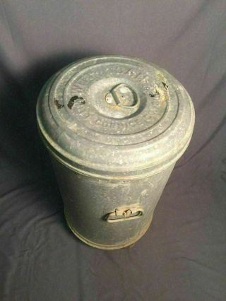 Witt Cornice Galvanized Steel Trash Can On Casters Antique Garbage Pail Made USA 5