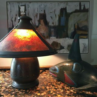 Arts N Crafts Stickley Era Mica & Copper Koppercraft Lamp Finish
