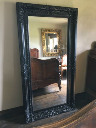 Black Ornate Statement Period Large French Floor Wall Dress Leaner Mirror 182cm