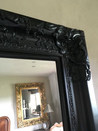 Black Ornate Statement Period Large French Floor Wall Dress Leaner Mirror 182cm 4
