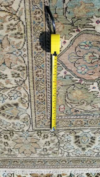 Vintage 1970 ' s Muted Olive Green Color Wool Pile Bunyan Rug 4x6ft 10