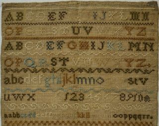 SMALL EARLY 19TH CENTURY ALPHABET & TRIPLE CROWN SAMPLER BY ANN FIELD - 1825 2
