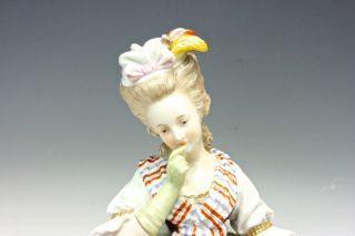 19th C Capodimonte Figure of Lady w/ Green Bag & Secret Compartment Under Dress 6