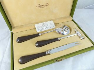 Christofle Silver Plated Cocktail Cutlery Serving Bar Set Ice Pick Hammer Ebony