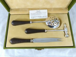 CHRISTOFLE Silver Plated Cocktail Cutlery Serving Bar Set Ice Pick Hammer Ebony 2