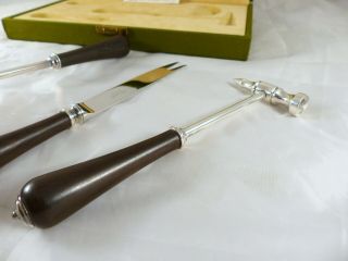 CHRISTOFLE Silver Plated Cocktail Cutlery Serving Bar Set Ice Pick Hammer Ebony 7