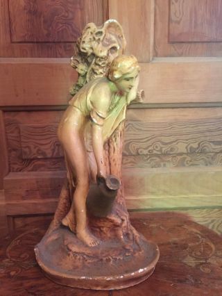 Antique Art Wares Chalkware Art Nouveau Lady Statue