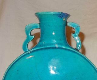 Antique Early Chinese Porcelain Turquoise Monochrome Moon Flask - Qing Qianlong 3