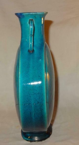 Antique Early Chinese Porcelain Turquoise Monochrome Moon Flask - Qing Qianlong 9