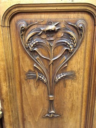 Circa 1900 French Walnut & Marble Hand Carved Art Nouveau Sideboard Buffet 8