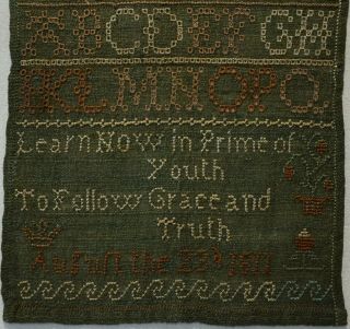 SMALL EARLY 19TH CENTURY ALPHABET & VERSE SAMPLER BY SARAH PHILLIPS - 1811 3