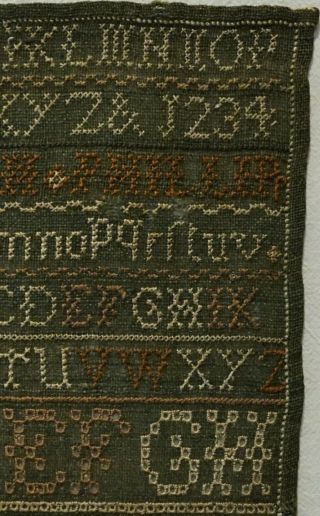 SMALL EARLY 19TH CENTURY ALPHABET & VERSE SAMPLER BY SARAH PHILLIPS - 1811 5