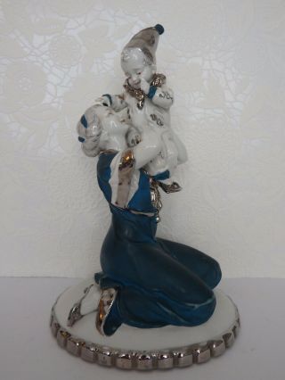 Antique Ackermann & Fritze Beehive Shield Marked Porcelain Lady and Pierrot. 2