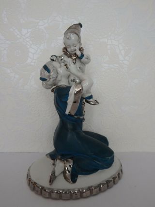Antique Ackermann & Fritze Beehive Shield Marked Porcelain Lady and Pierrot. 3