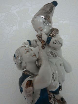 Antique Ackermann & Fritze Beehive Shield Marked Porcelain Lady and Pierrot. 4