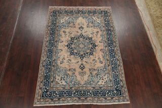 ANTIQUE Muted PEACH & BLUE Traditional Persian Area Rug Distressed Carpet 6x9 2