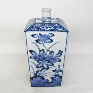 H378: Real Old Japanese Ko - Imari Blue And White Porcelain Bottle Of Genroku Age.