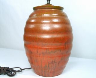 Vtg Arts & Crafts Lamp North Carolina/nc Cole Era Art Pottery Ringware Vase Nr