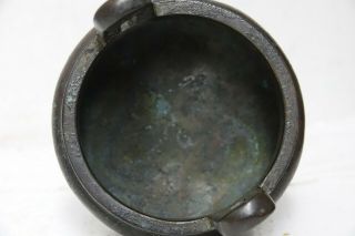 FINE QUALITY CHINESE EARLY BRONZE CENSER WITH 6 CHARACTER MARKS ON RIM VERY RARE 11