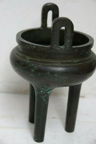 FINE QUALITY CHINESE EARLY BRONZE CENSER WITH 6 CHARACTER MARKS ON RIM VERY RARE 7