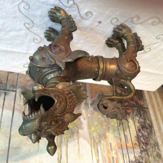 Antique Chinese Tibetan Bronze Foo Dog Mythological Lion 7