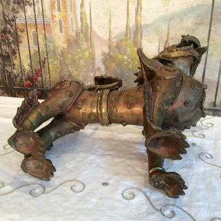 Antique Chinese Tibetan Bronze Foo Dog Mythological Lion 8
