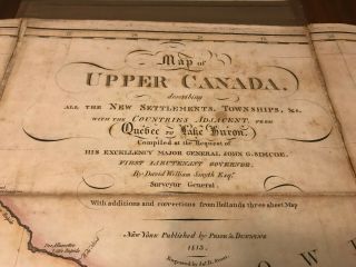 Smyth ' s Map of Upper Canada.  Published 1813 by Prior & Dunning 1st Ed.  Cased Map 3