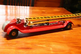 Antique Kingsbury Aerial Ladder Fire Truck Steel Toy Wind - up 24 
