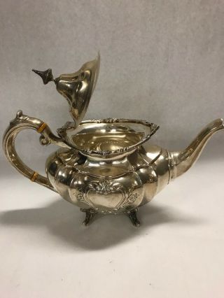 Hampton Court Shield Reed Barton Sterling Silver Tea Set 4pc TRAY 2314g 5