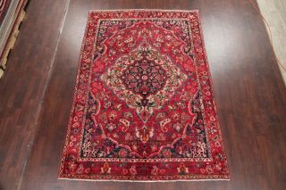 Vintage Geometric RED Bakhtiari Persian Area Rug Oriental Hand - Knotted Wool 7x10 3