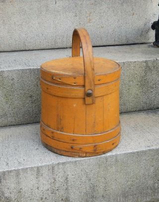 Antique 19th C.  Firkin Great Paint W/ Initial Engraved On Lid