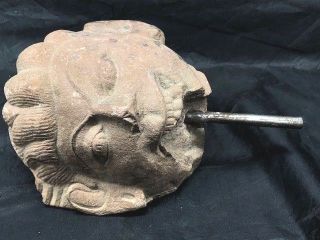 Indonesian Early Carved Rough Sandstone Temple Figural Head 7 Inches