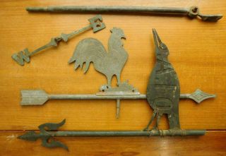 Antique Australian Bespoke Magpie & Rooster Weather Vanes A/f 1900s