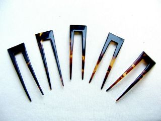 Five Vintage Hair Pins Celluloid Faux Tortoiseshell Hair Accessories