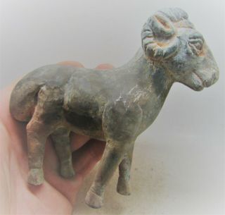 Very Rare Ancient Sasanian Silver Ram Statuette 400 - 500ad