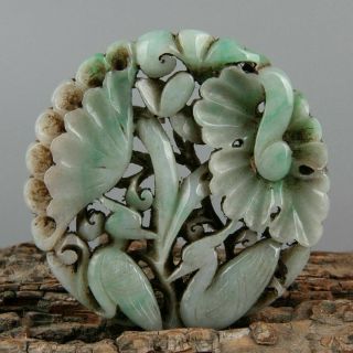 Chinese Exquisite Hand - Carved Crane Carving Jadeite Jade Statue