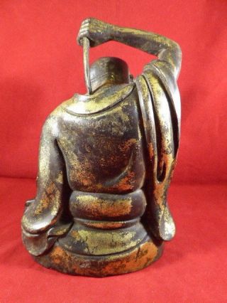 STUNNING ANTIQUE CHINESE GILT BRONZE FIGURE OF A MAN WITH A BACK SCRATCHER c1880 6