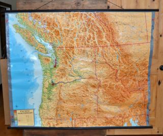 Vtg Geo - Institut 3d Large Scale Relief School Map Pacific Northwest Gmbh Co.  5x6