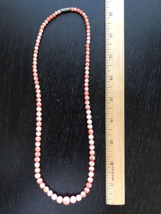 Fine Old VTG Antique Chinese Pink Angel Skin Coral Beaded Graduated Art Necklace 5