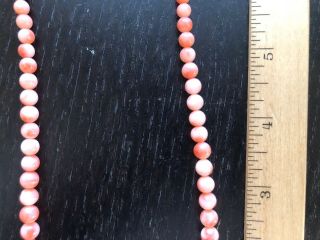 Fine Old VTG Antique Chinese Pink Angel Skin Coral Beaded Graduated Art Necklace 8