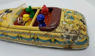 Antique RARE 1940 ' s MARX TIN DISNEY MICKEY MOUSE AND FRIENDS WIND - UP PARADE CAR 8