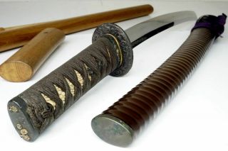 Antique Japanese Wakizashi Sword 420yr Samurai Katana Nihonto,  Art Hamon Lines