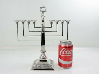 JUDAISM 28cm high SILVER HANUKKAH MENORAH,  London 1949 STERLING CANDLESTICK 4