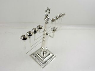 JUDAISM 28cm high SILVER HANUKKAH MENORAH,  London 1949 STERLING CANDLESTICK 5