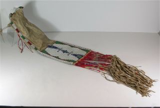 Ca1880s Native American Sioux Indian Bead Decorated Hide Tobacco Bag Beaded Bag