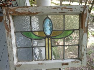 PLA - M - 62 Lovely Older Multi - Colored Leaded Stained Glass Window From England 11