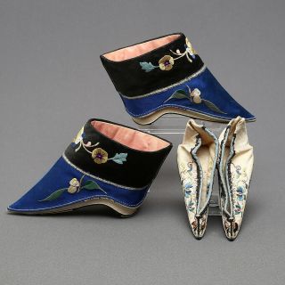 Antiques Chinese Embroidered Silk Shoes China Qing Dynasty Embroidery